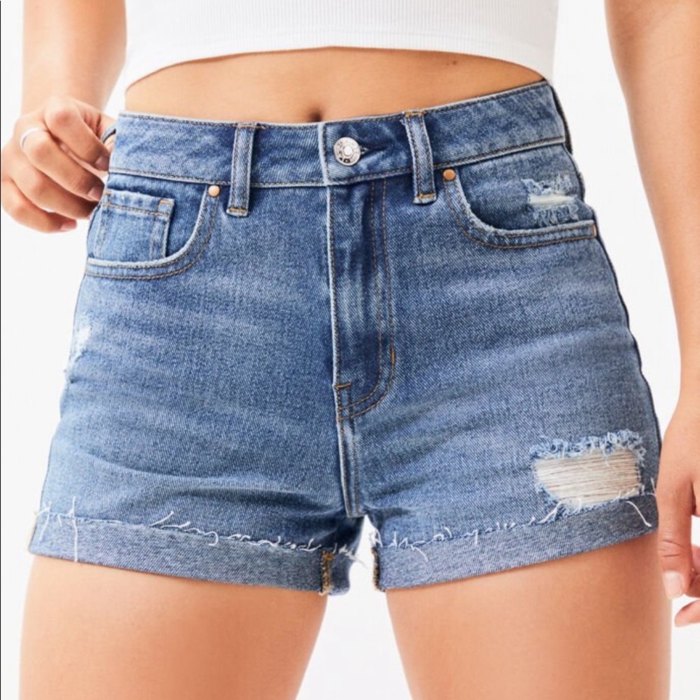 NEW High Waist Blue Jean Shorts Distressed Ripped